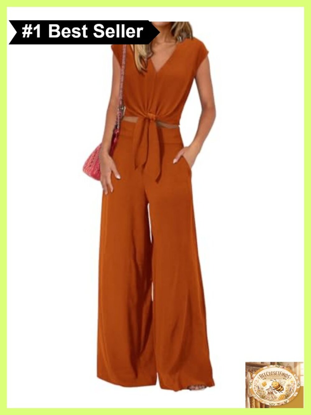 Women 2 Piece Outfit Crop Top Wide Leg Palazzo Pants Set Smocked Back